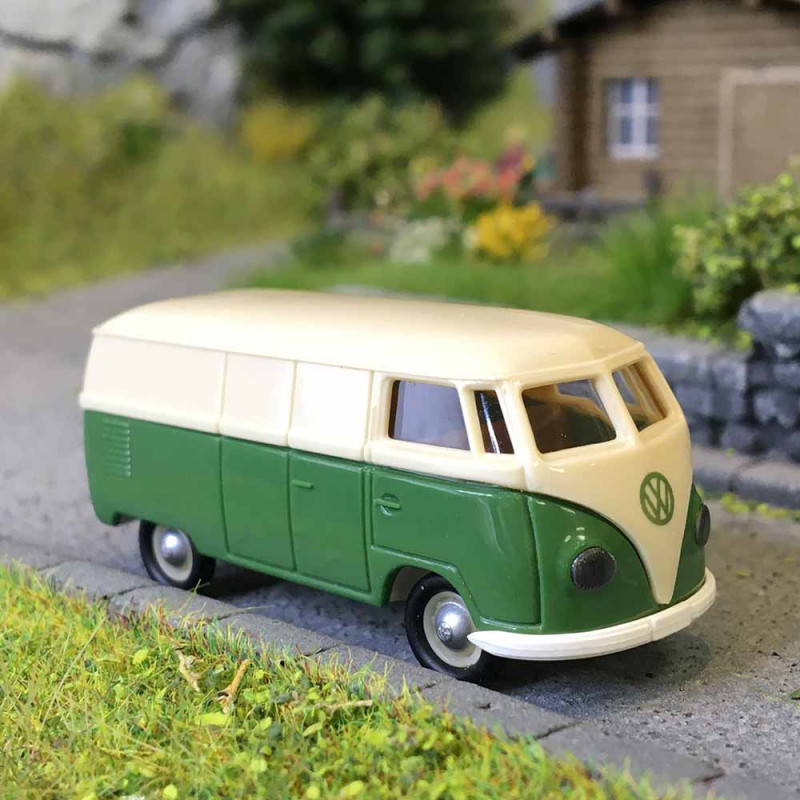 Volkswagen T1a Kasten, beige, vert, 1950 - BREKINA 32077 - HO 1/87