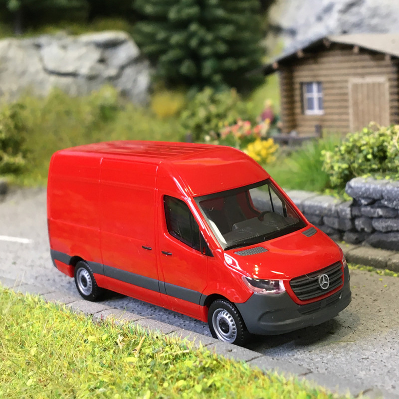 Mercedes Benz, Sprinter '18, fourgonnette, toit surélevé, rouge - HERPA 093811-002 - HO 1/87