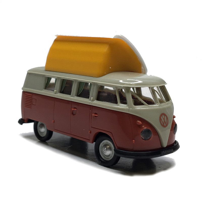 Volkswagen T1b, camping-car, avec couchage de toit, gris, rouge, 1960 - BREKINA 31635 - HO 1/87