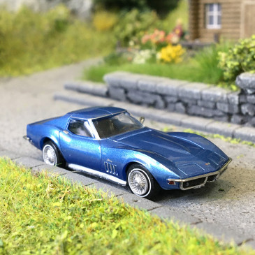 Chevrolet Corvette C3, coupé, bleu métal, 1967 - BREKINA 19990 - HO 1/87