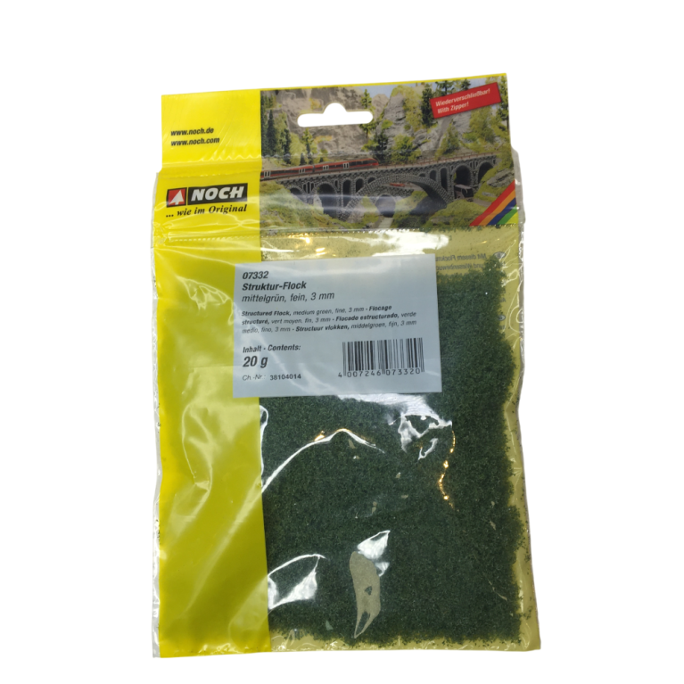 Flocage structuré, vert moyen, 5mm, 15g - NOCH 07342 - Toutes échelles