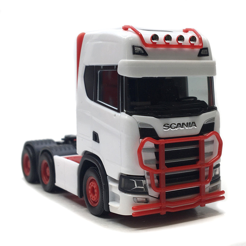 Scania, CS 20 HD, tracteur porteur, 3 essieux (6x4), blanc, rouge - HERPA 314053-006 - HO 1/87