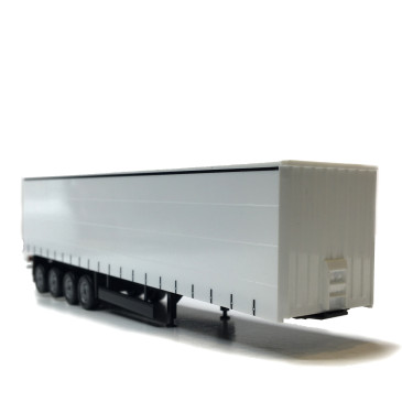 Remorque à rideaux coulissants en toile, 4 essieux, blanc - HERPA 077118 - HO 1/87