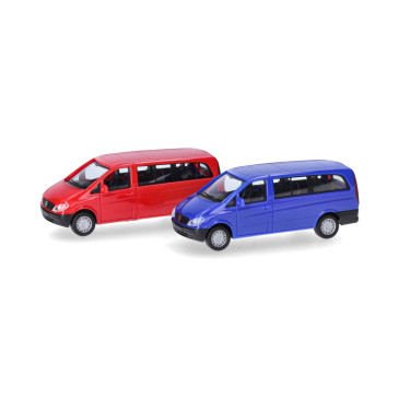Minikit, Mercedes Benz Vito, bus, bleu, rouge, 2 pièces - HERPA 014236 - HO 1/87