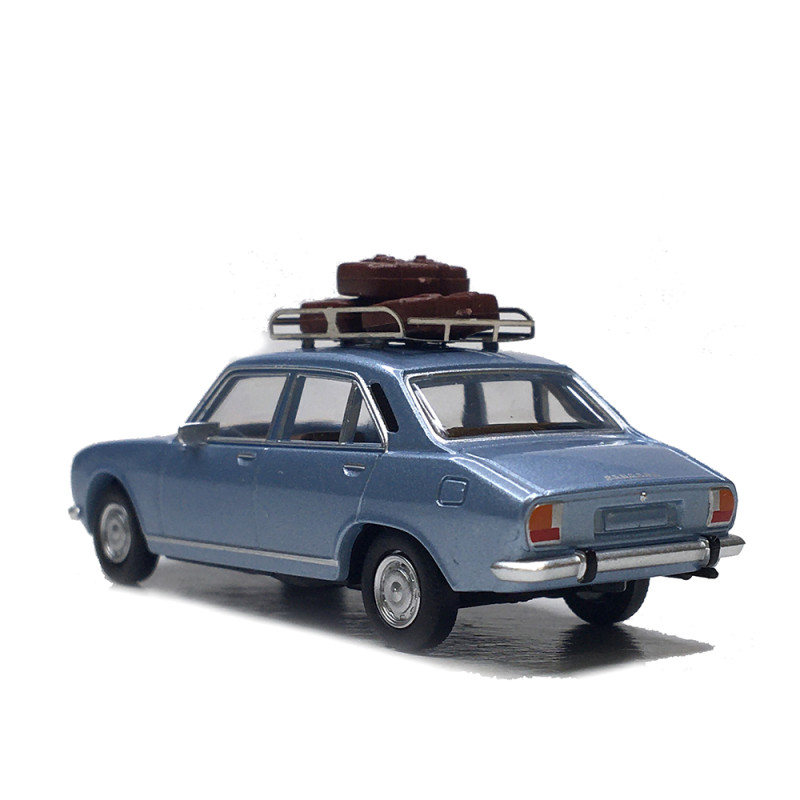 Peugeot 504, bleu, personnages, galerie et valises - SAI 1828 - HO 1/87