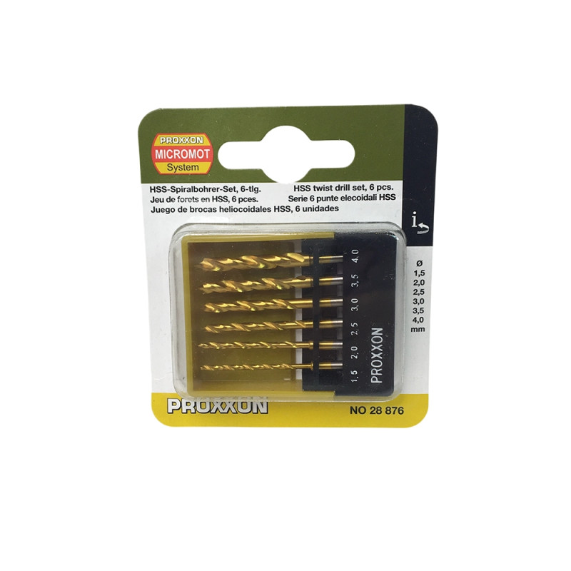 Jeu de forêts spirales HSS - Revêtement Titane (x6) - PROXXON 28876