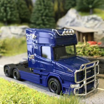 Scania Hauber 04 Topline, tracteur porteur, 3 essieux, bleu - HERPA 319423-002 - HO 1/87