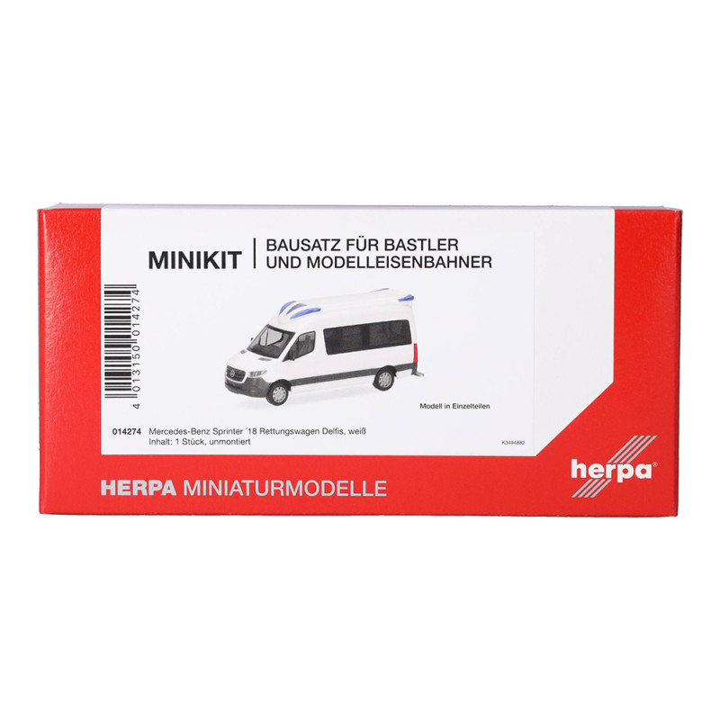 Minikit, Mercedes Benz Sprinter '18, véhicule de secours, Delfis, blanc - HERPA 014229 - HO 1/87