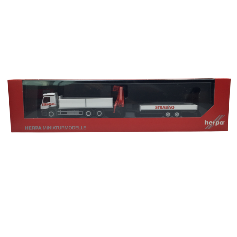 Mercedes Benz Actros M, grue de chargement STRABAG, Autriche - HERPA 320665 - HO 1/87