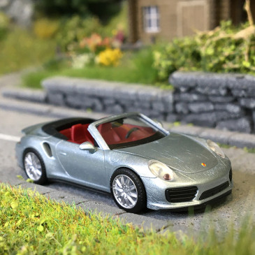 Porsche 911 Turbo, cabriolet, argent - HERPA 038928-003 - HO 1/87