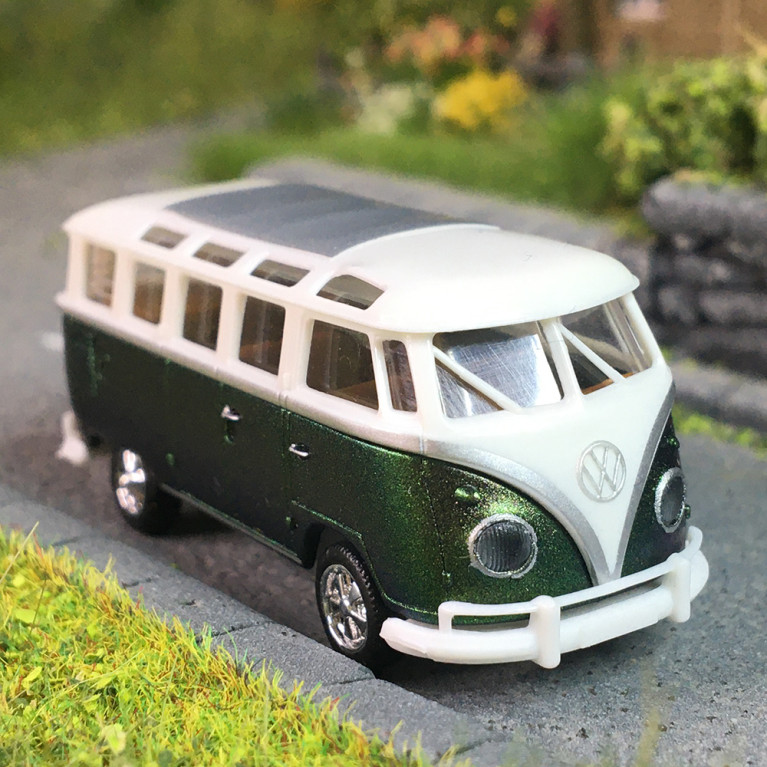 VW T1b samba, blanc, vert, 1960 - BREKINA 31858 - HO 1/87