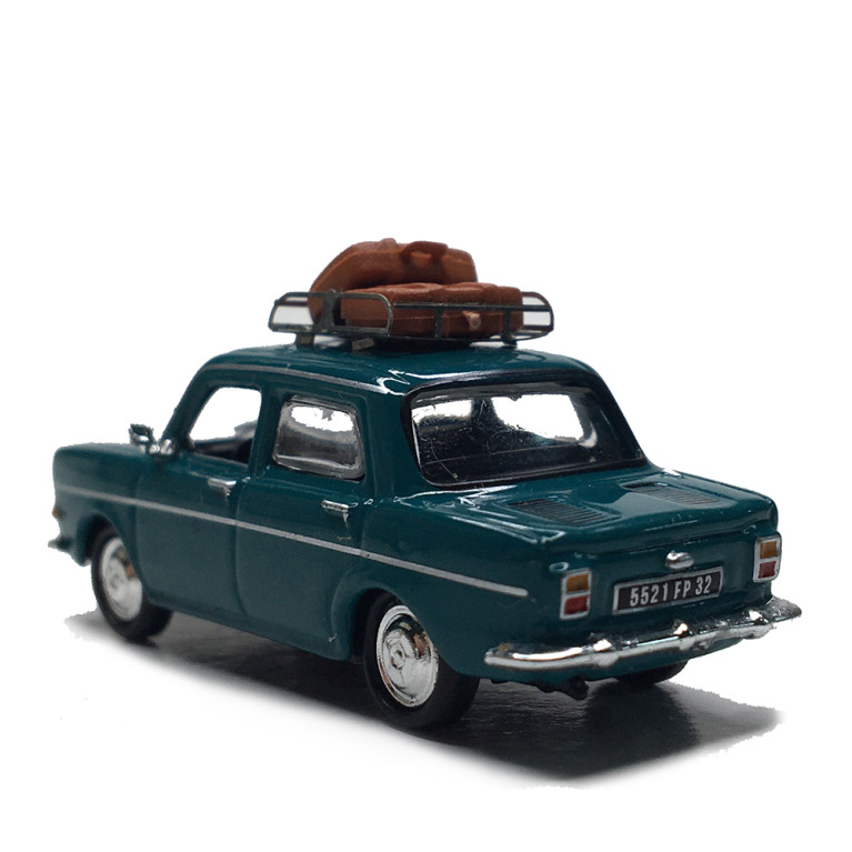 Simca 1000, vert, Galerie de toit et 2 valises - SAI 1747 - HO 1/87