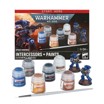 Warhammer 40.000, Space Marines, Intercessors + set de peinture - WARHAMMER 54170101002 60-11