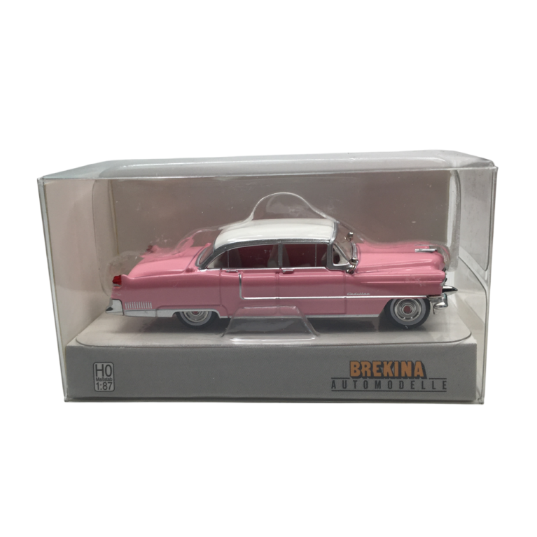 Cadillac Fleetwood, rose, blanc, 1955 - BREKINA 18350 - HO 1/87