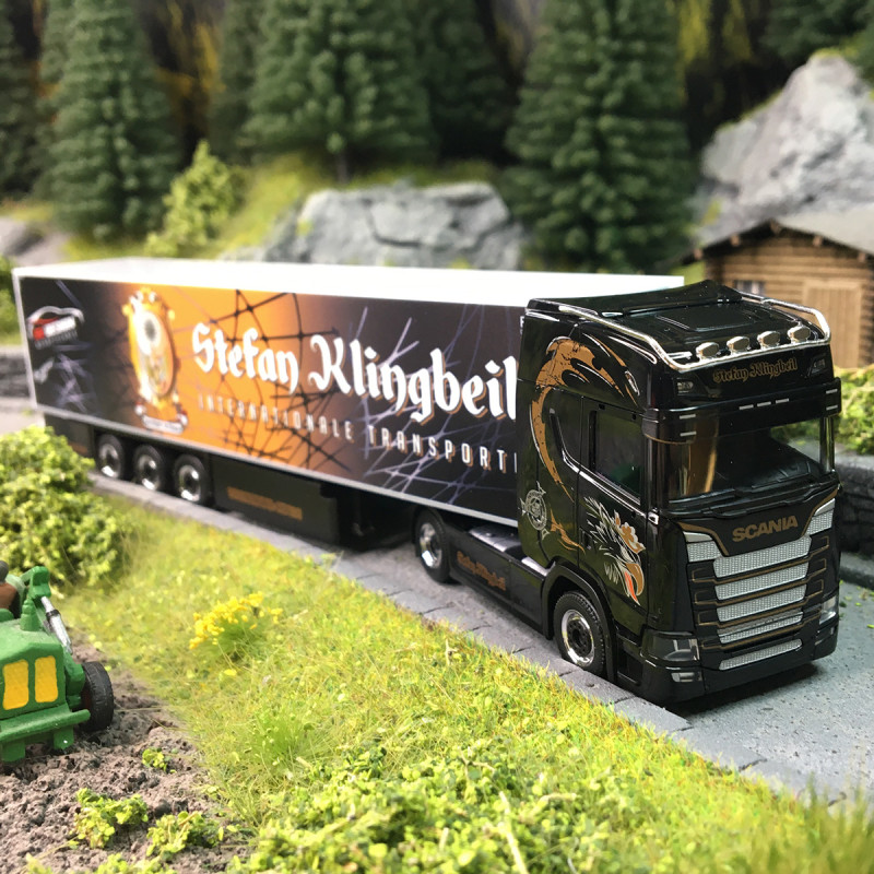 Scania CS 20 HD, semi-remorque frigorifique, Stefan Klingbeil Transporte, Hessen, Gladenbach - HERPA 321013 - HO 1/87
