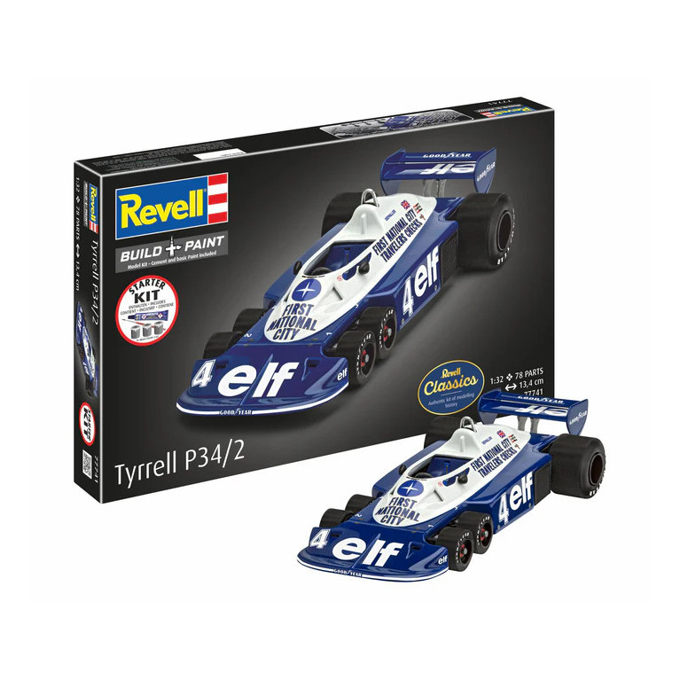 Coffret starter kit avec peinture, Tyrrell P34/2, 6 roues - REVELL 77741 - 1/32