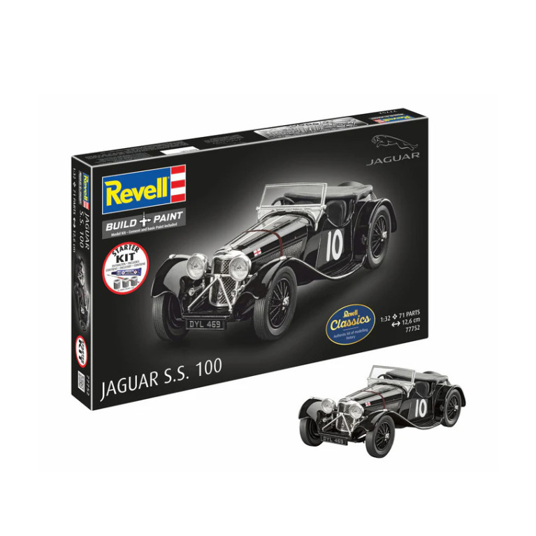 Coffret starter kit avec peinture, Jaguar SS 100 - REVELL 77752 - 1/32