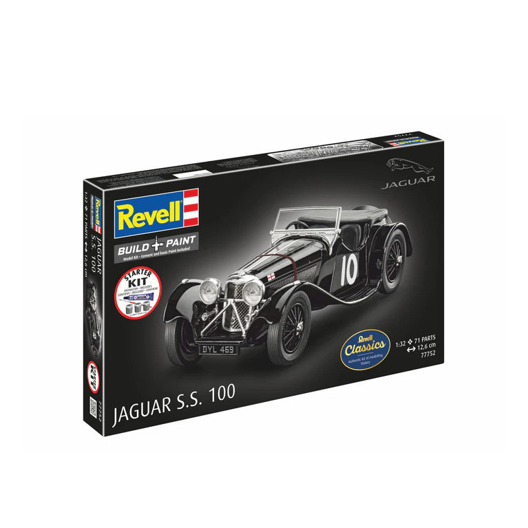 Coffret starter kit avec peinture, Jaguar SS 100 - REVELL 77752 - 1/32