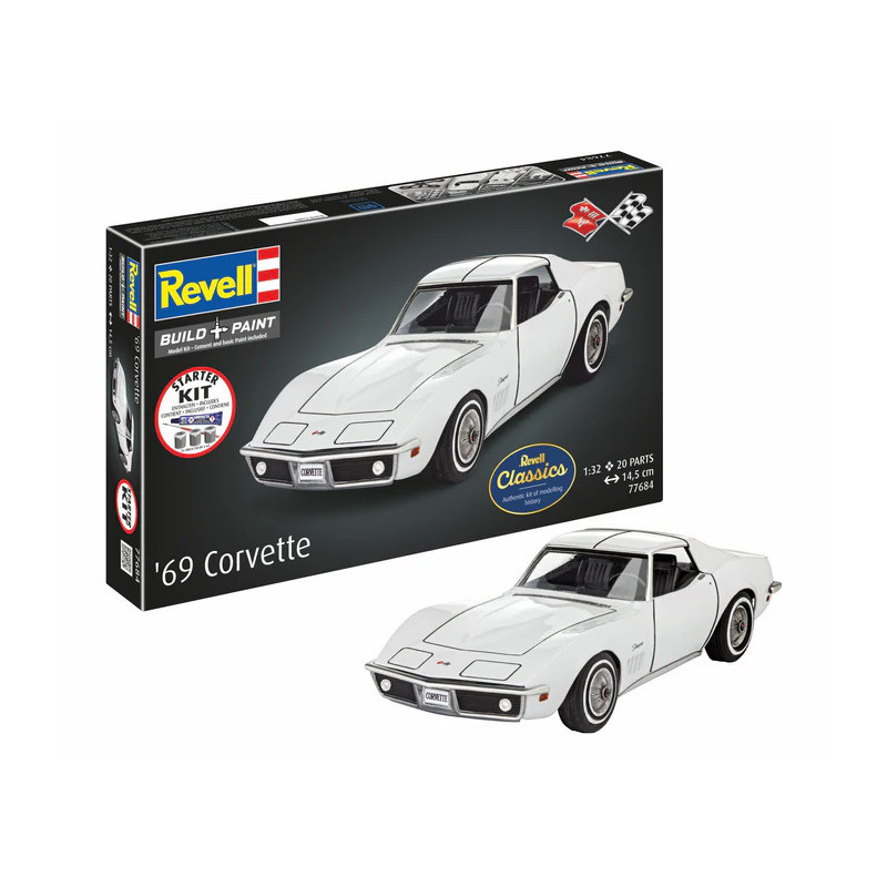 Coffret starter kit avec peinture, Chevrolet Corvette C3 - REVELL 77684 - 1/32