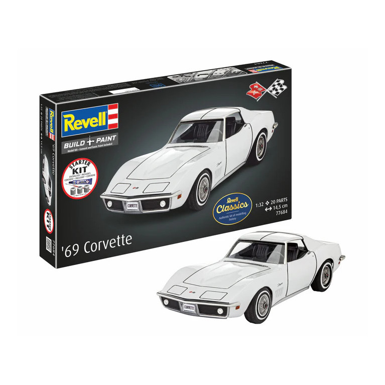 Coffret starter kit avec peinture, Chevrolet Corvette C3 - REVELL 77684 - 1/32