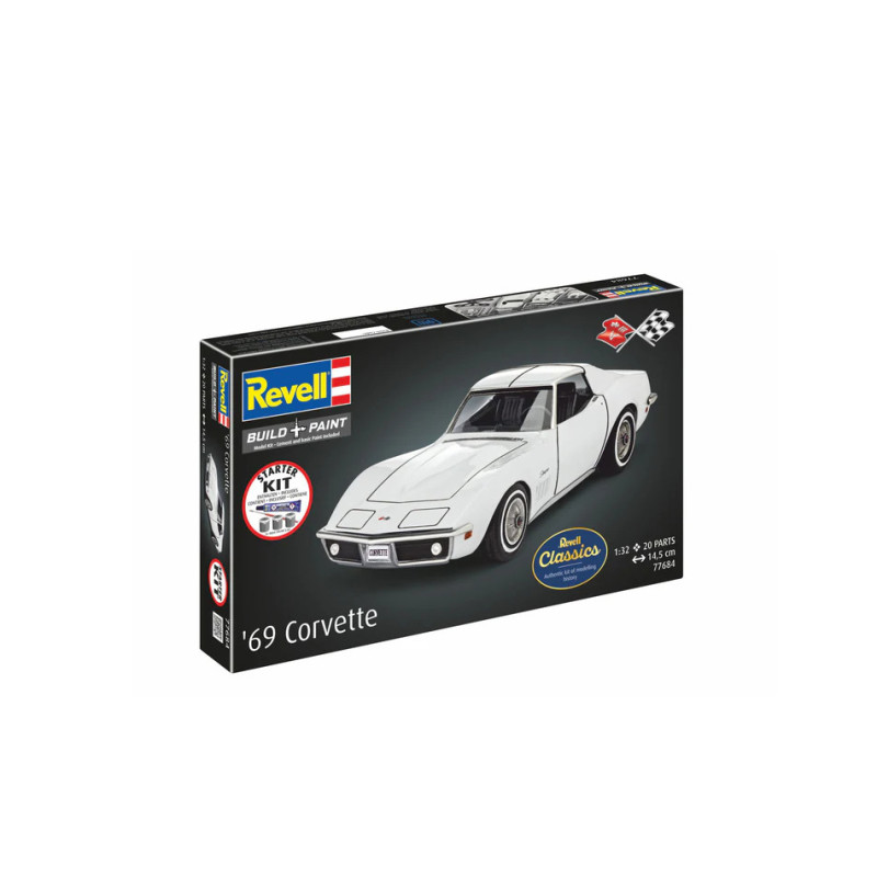 Coffret starter kit avec peinture, Chevrolet Corvette C3 - REVELL 77684 - 1/32