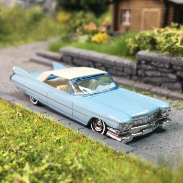 Cadillac Eldorado, cabriolet, bleu, 1959 - BUSCH 45132 - HO 1/87