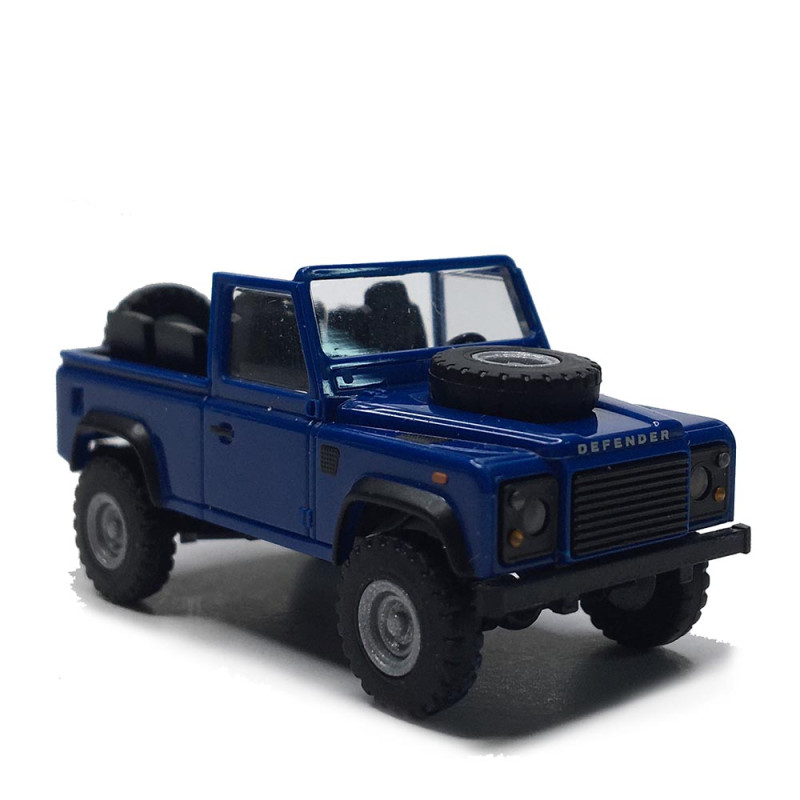 Land Rover, defender 90, bleu, 1983 - BUSCH 54393 - HO 1/87