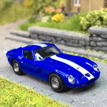 Ferrari 250 GTO, bleu, blanc, 1962 - BUSCH 42618 - HO 1/87