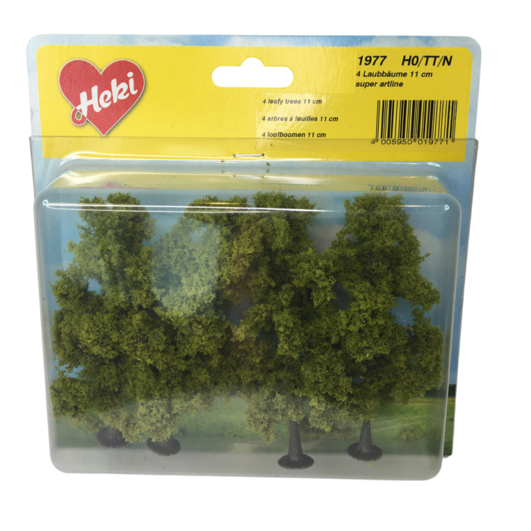 4 arbres feuillus, vert clair, 11 cm - HEKI 1977 - HO, TT,N