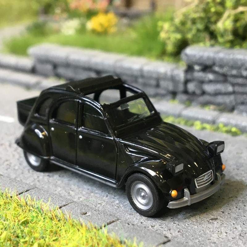 Citroën 2CV, avec queue, noir - HERPA 027632-007 - HO 1/87