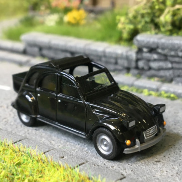 Citroën 2CV, avec queue, noir - HERPA 027632-007 - HO 1/87
