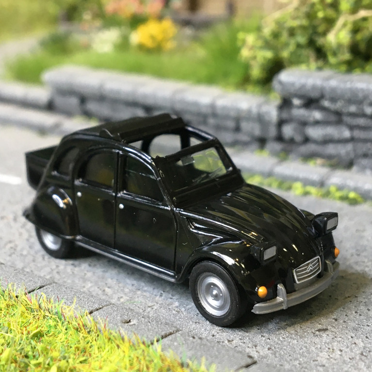 Citroën 2CV, avec queue, noir - HERPA 027632-007 - HO 1/87