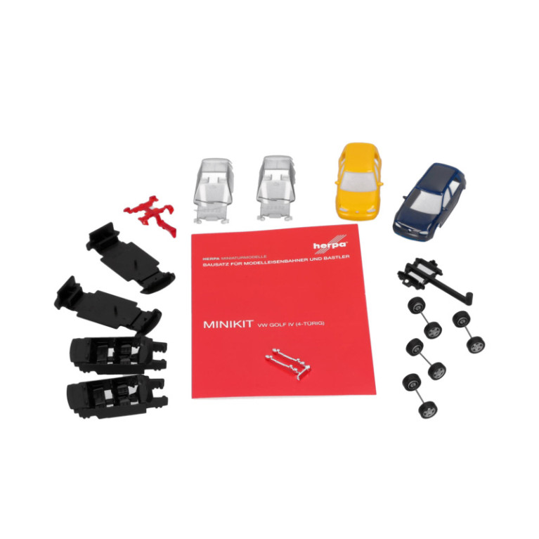 Minikit, Volkswagen Golf IV, 4 portes, bleu, jaune - HERPA 013956-002 - HO 1/87