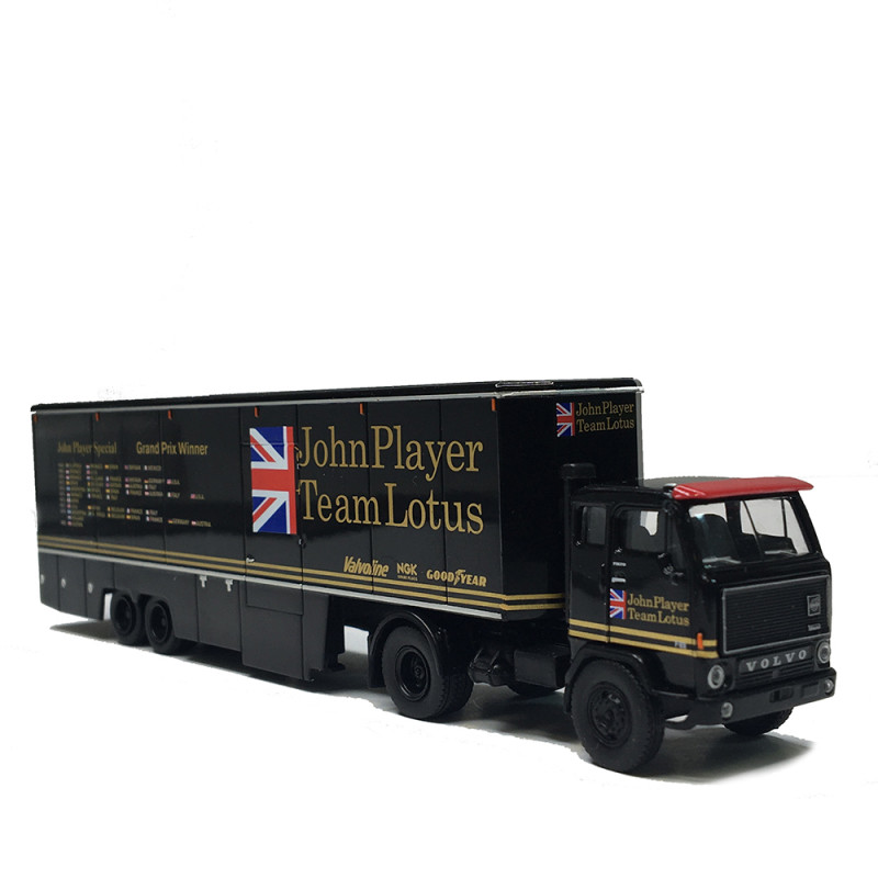 Semi-remorque, Volfo F89, transport de voitures de courses, John Player, Team Lotus - BREKINA 85689 - HO 1/87