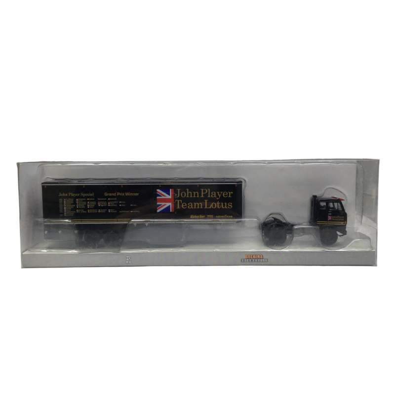 Semi-remorque, Volfo F89, transport de voitures de courses, John Player, Team Lotus - BREKINA 85689 - HO 1/87