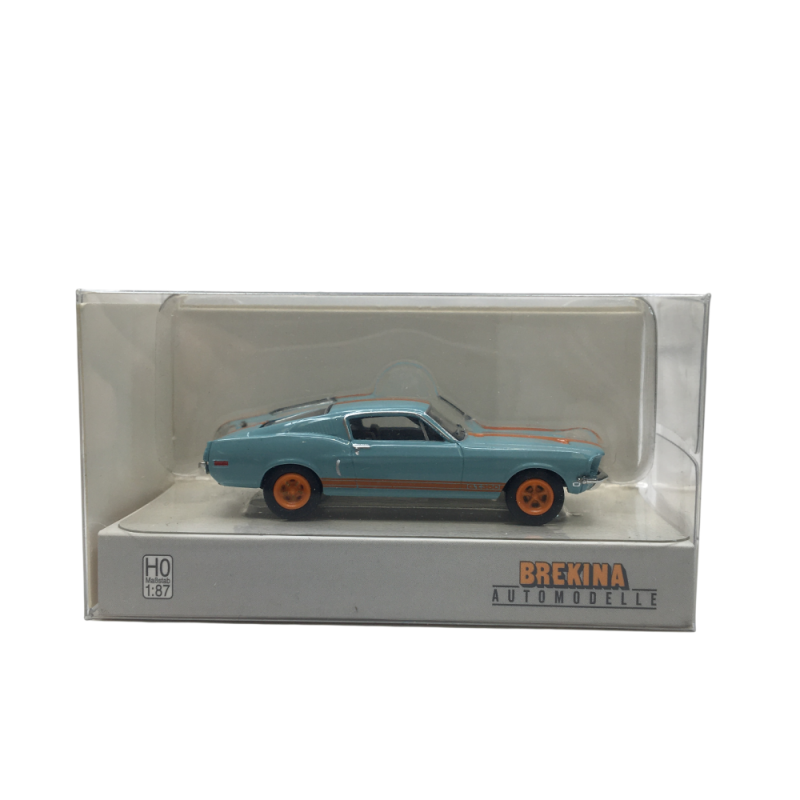 Ford Mustang, fastback, bleu, orange, 1968 - BREKINA 19619 - HO 1/87
