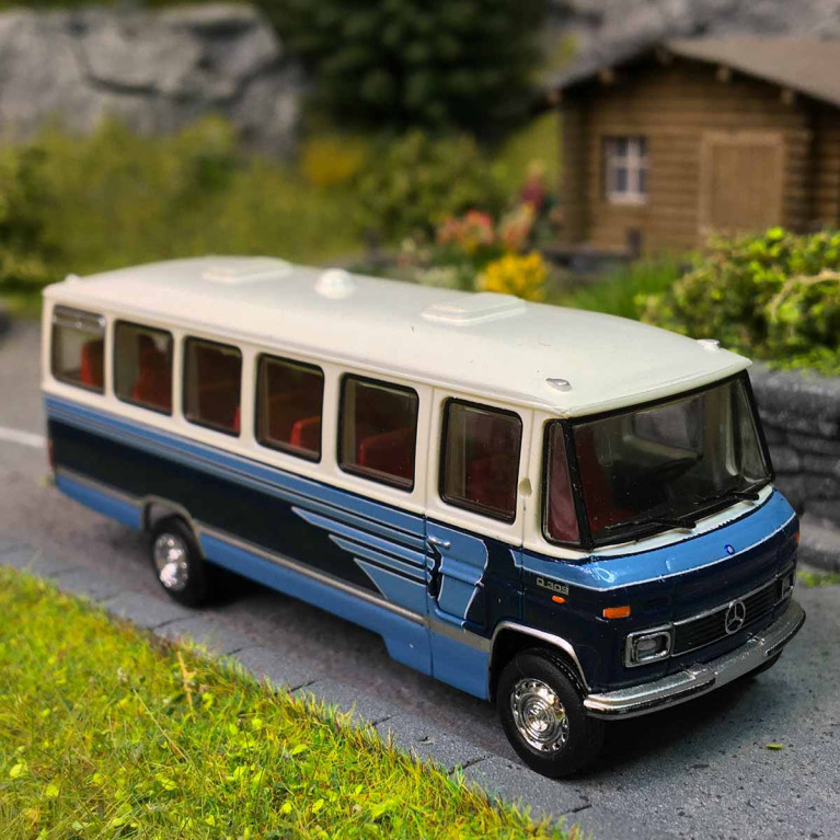 Mercedes Benz O309, bus, blanc, bleu, 1967 - BREKINA 36750 - HO 1/87