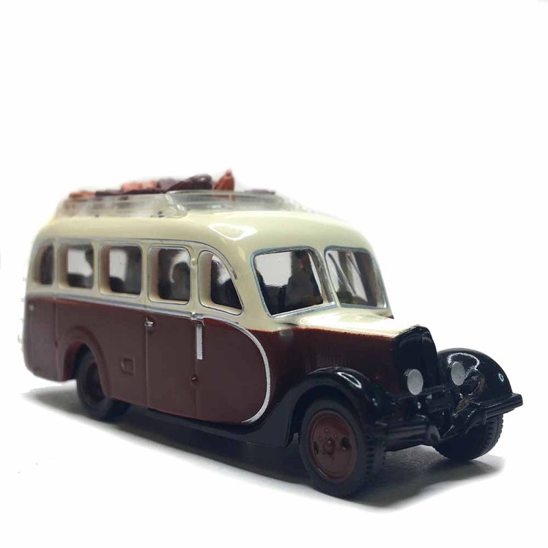 Autocar Citroën U23, marron, blanc, 6 figurines, bagages - SAI 1610 - HO 1/87