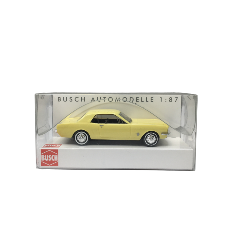 Ford Mustang, coupé, jaune, 1964 - BUSCH 47566 - HO 1/87