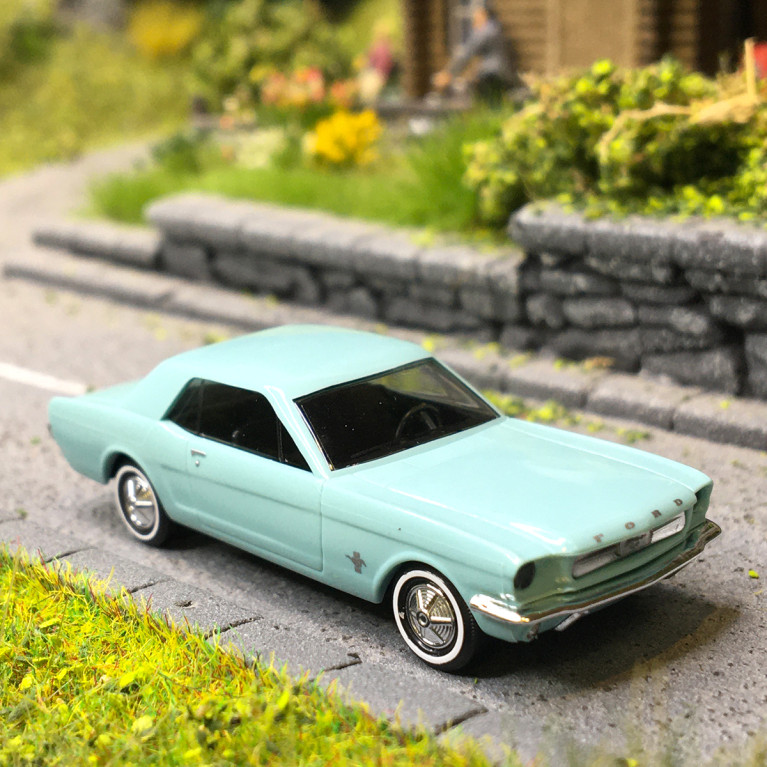 Ford Mustang, coupé, bleu, 1964 - BUSCH 47567 - HO 1/87