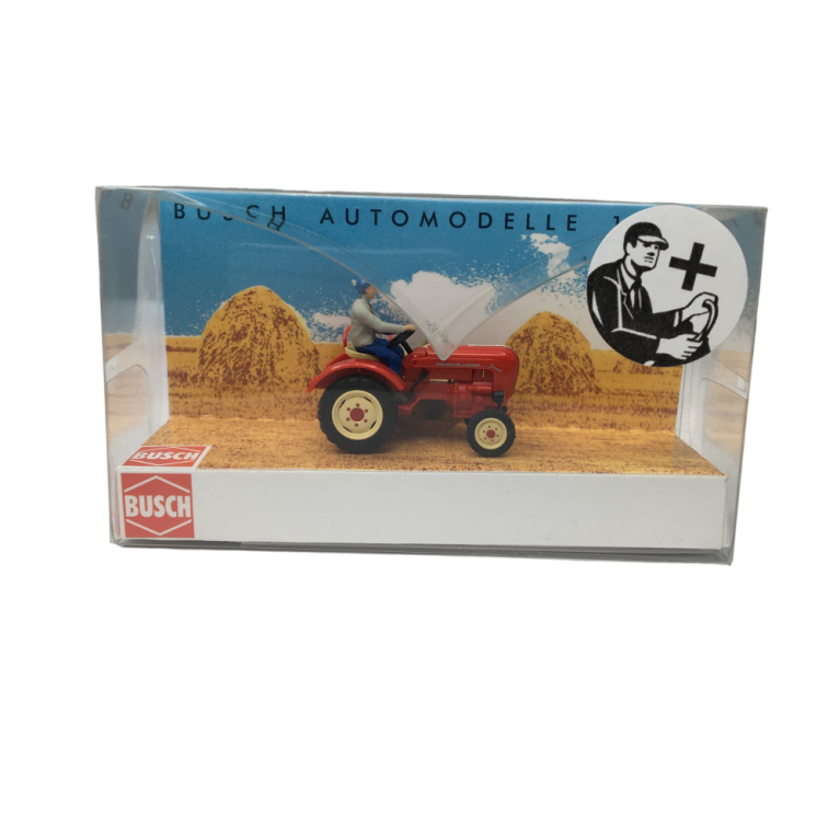 Porsche Junior 108 K, tracteur, avec agriculteur, bidons de lait - BUSCH 50013 - HO 1/87