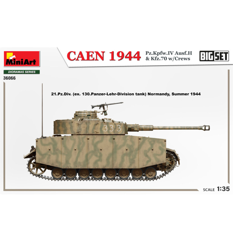 Caen 1944, Pz.Kpfw. IV Ausf.H, Kfz.70, avec équipage, big set - MiniArt 36066 - 1/35