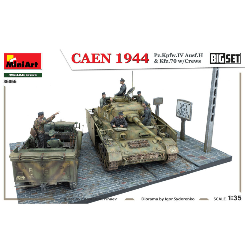 Caen 1944, Pz.Kpfw. IV Ausf.H, Kfz.70, avec équipage, big set - MiniArt 36066 - 1/35