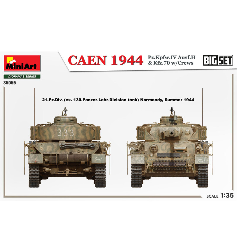 Caen 1944, Pz.Kpfw. IV Ausf.H, Kfz.70, avec équipage, big set - MiniArt 36066 - 1/35