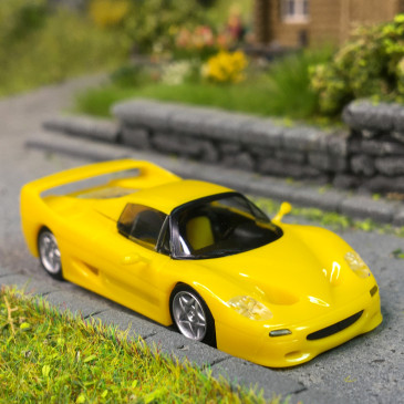 Ferrari F50 Spider, capot ouvrant, jaune, 1995 - HERPA 025485-003 - HO 1/87