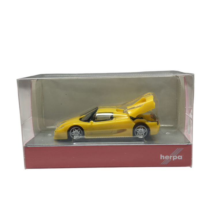 Ferrari F50 Spider, capot ouvrant, jaune, 1995 - HERPA 025485-003 - HO 1/87