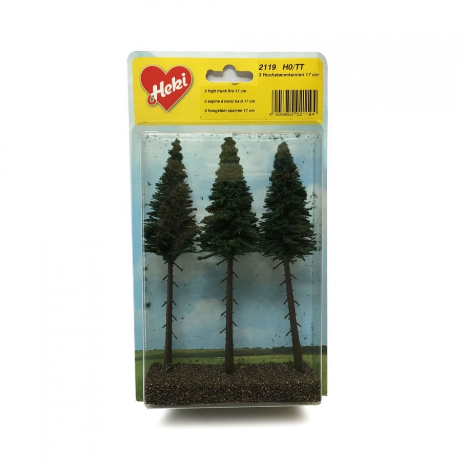 3 sapins à tronc haut 17cm-HO 1/87-HEKI 2119